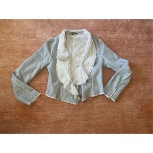 Women size M cropped faux fur suede gray short sherpa jacket